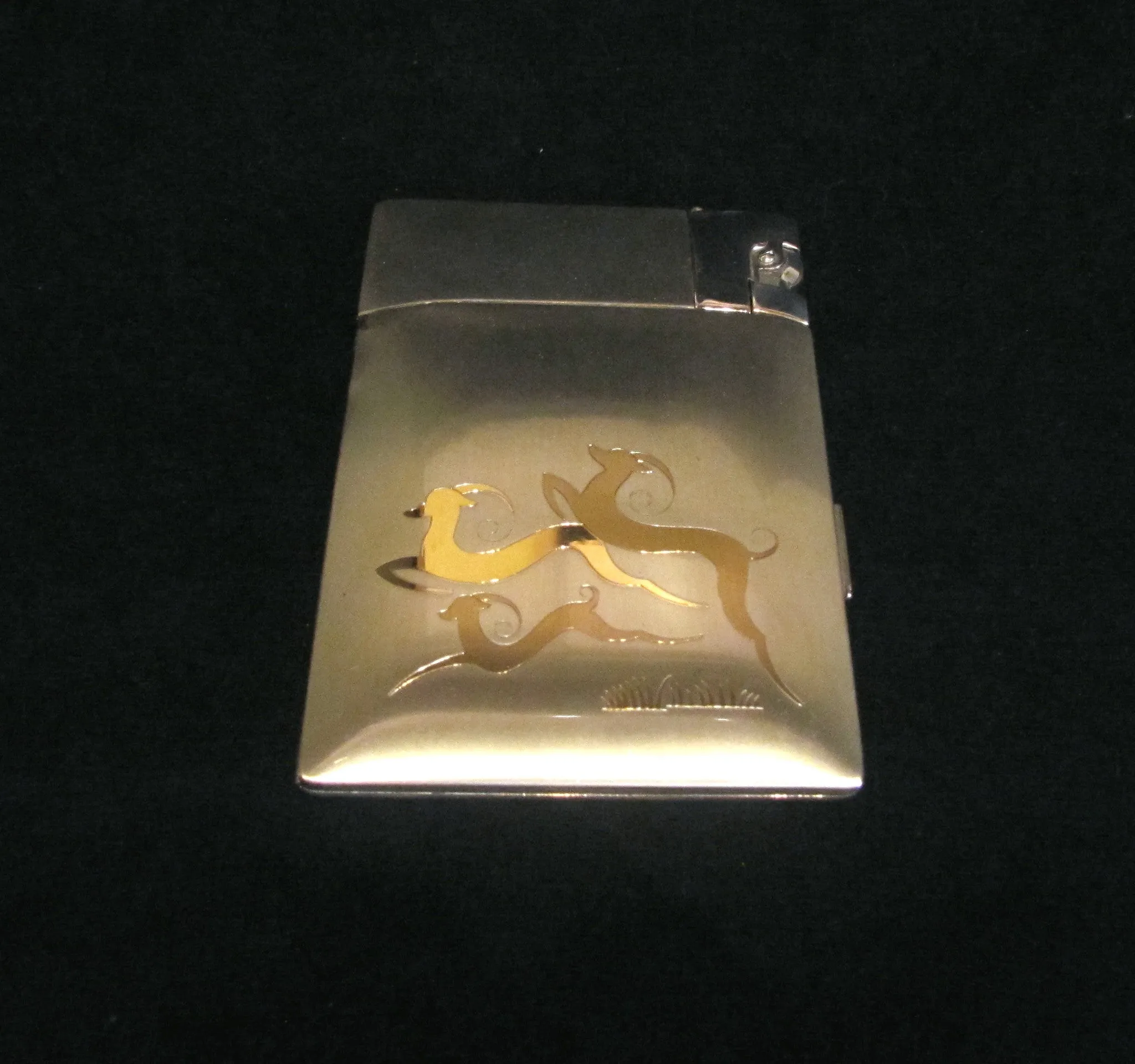 1940's Lite-O-Matic Gazelle Cigarette Case Elgin American Original Box Stunning Working Case Lighter