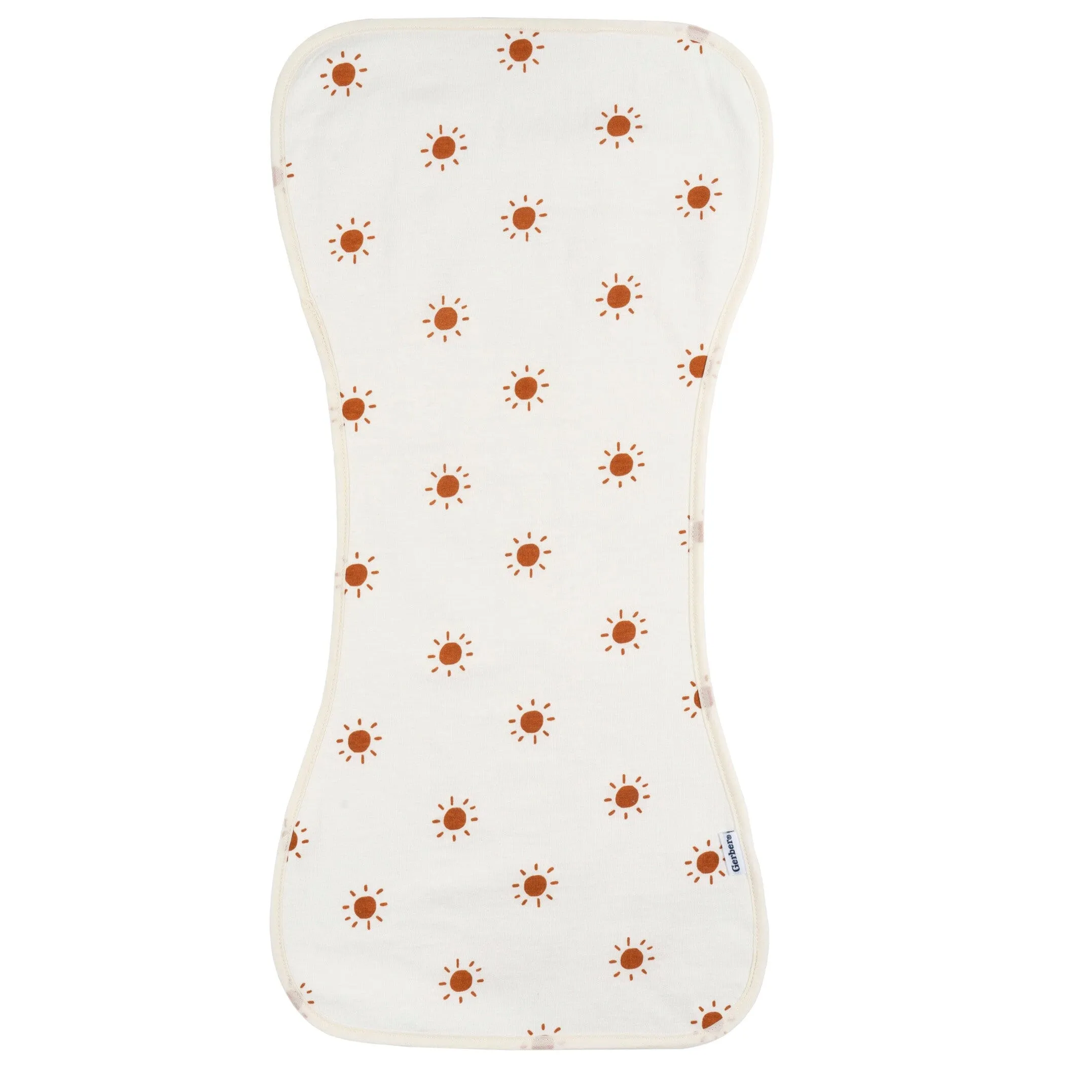 5-Pack Baby Neutral Rust Suns & Rainbows Jersey Burp Cloths