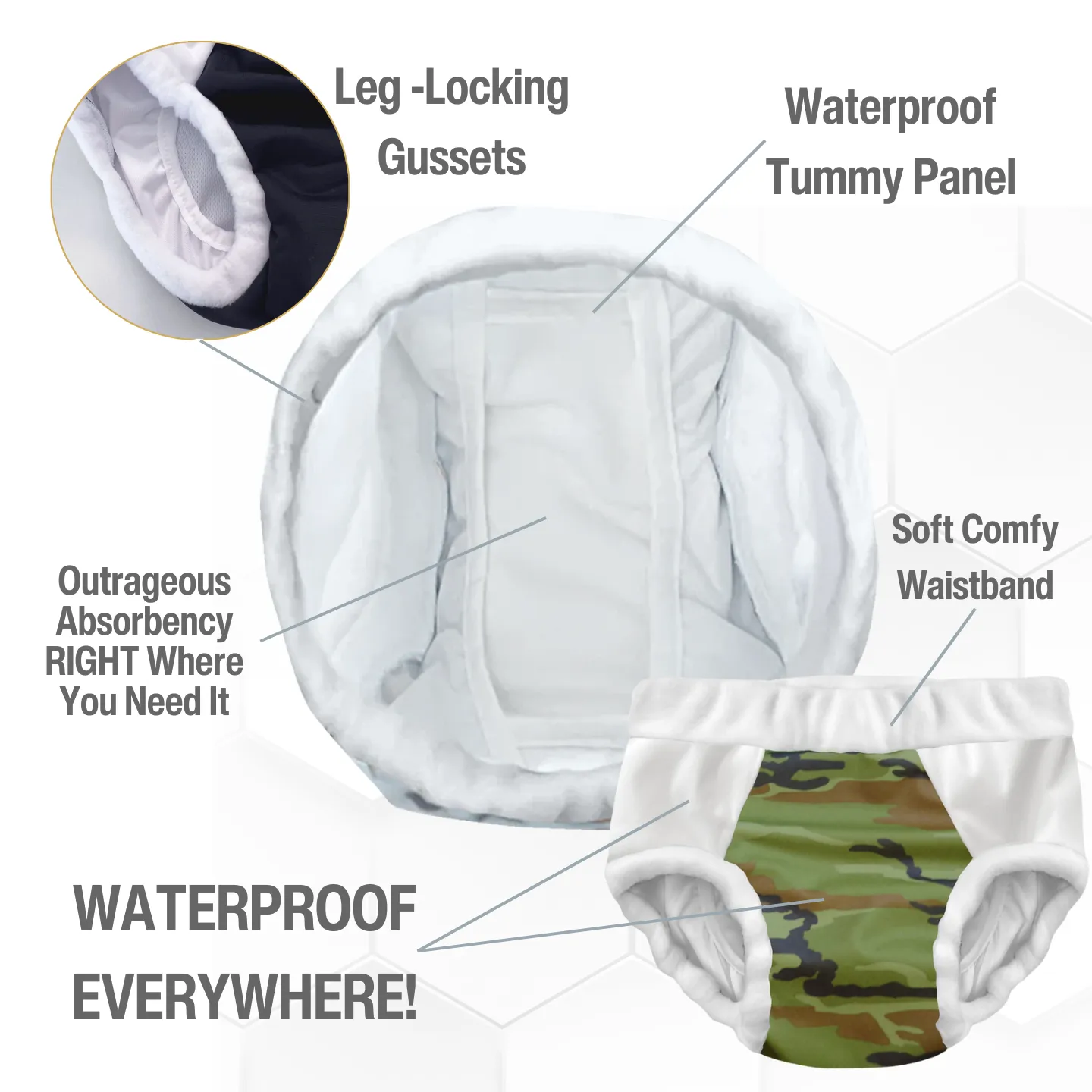 Adult Incontinence Diapers: Lounge Brief in Black
