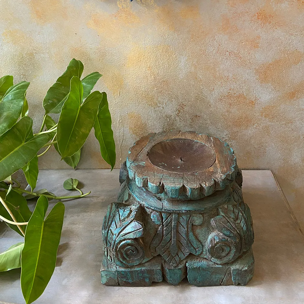 Antique Carved Candle Holder - Large