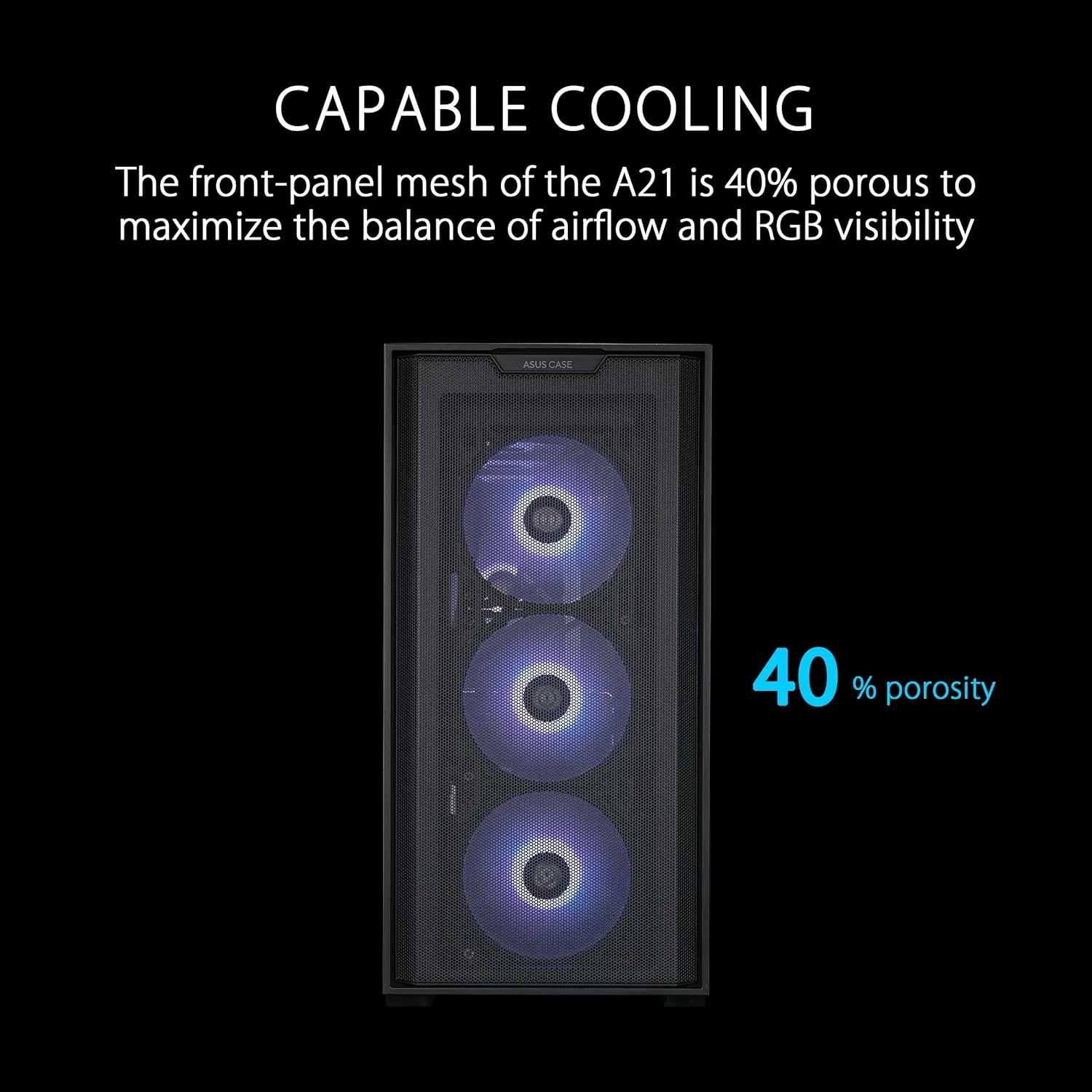 ASUS A21 Tempered Glass Side Panel Micro ATX (mATX) Gaming PC Casing | No Case Fans Included
