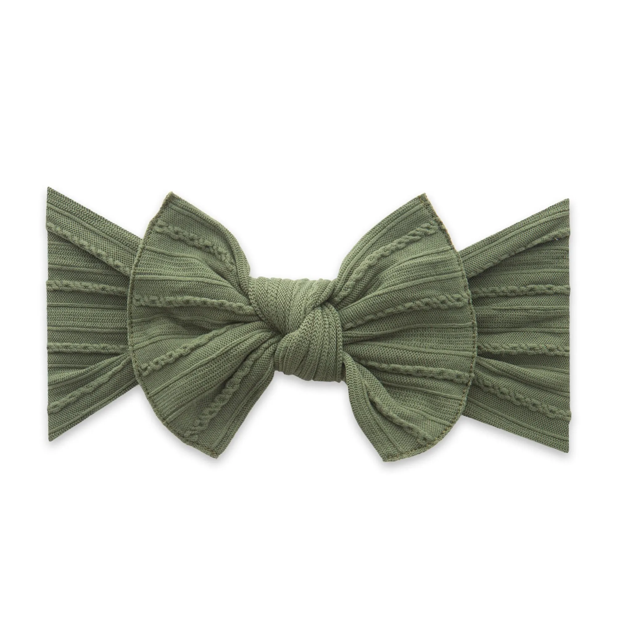 Baby Bling Bows CABLE KNIT KNOT--ARMY GREEN