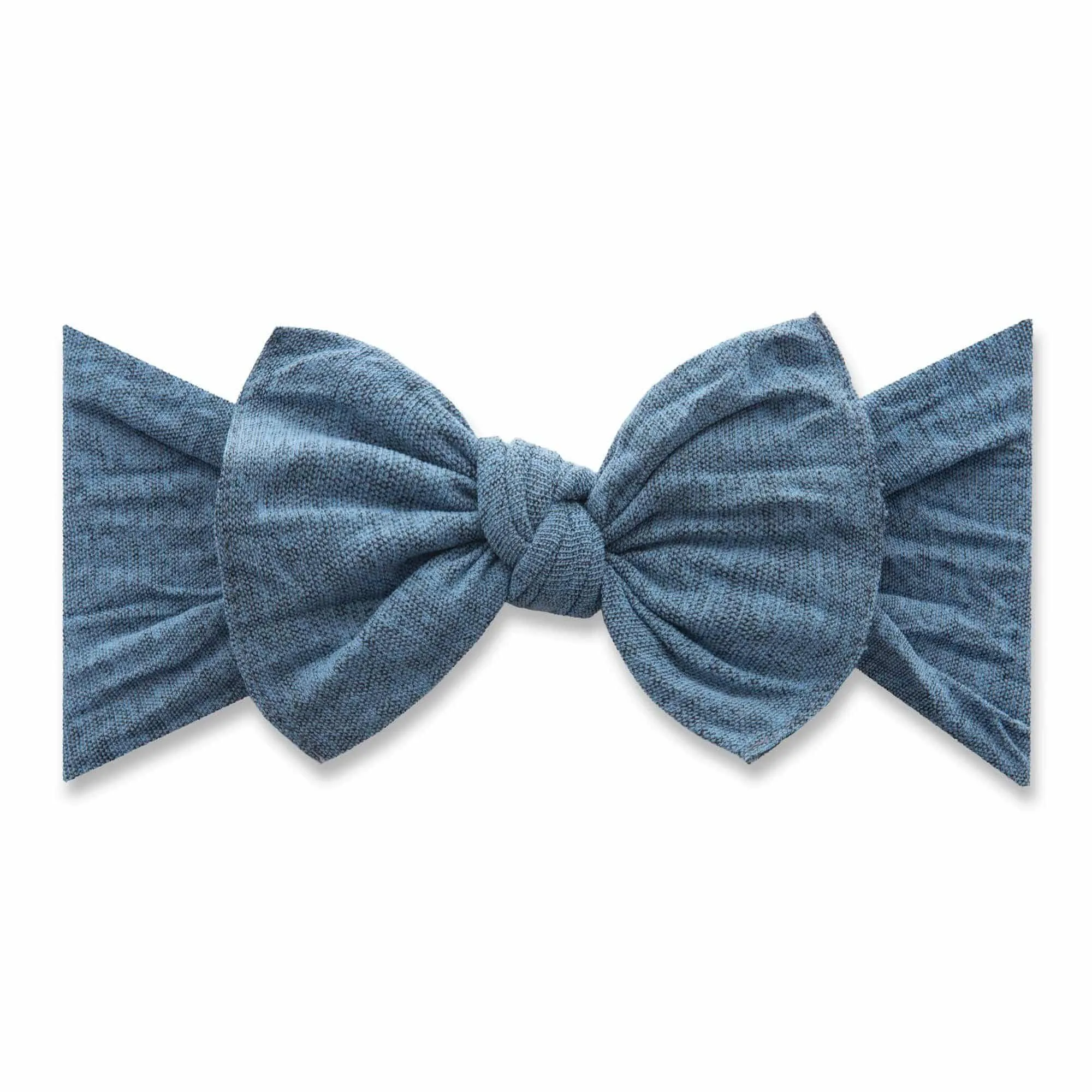 Baby Bling Bows PATTERNED KNOT--Heathered Denim
