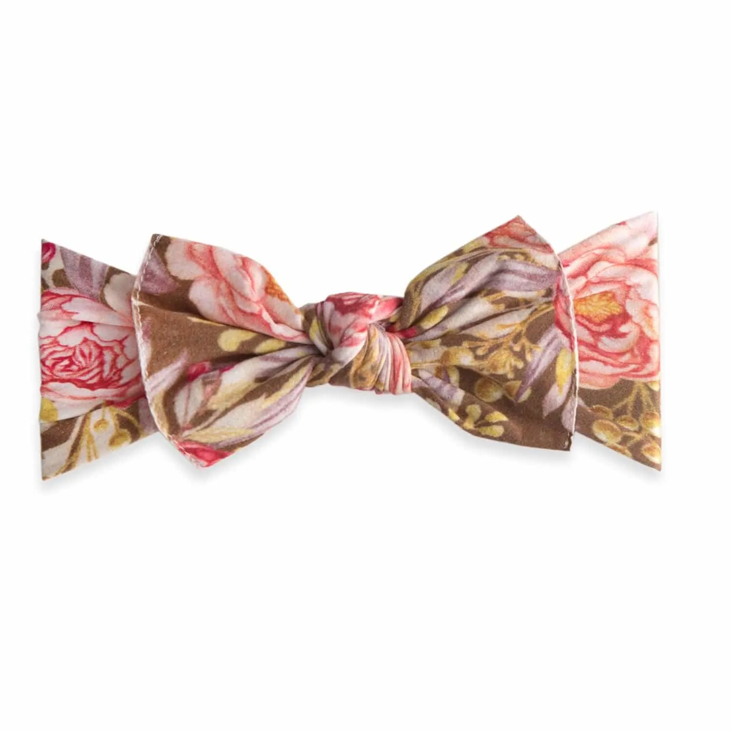 Baby Bling Bows PRINTED KNOT--Gold Leaf Peony