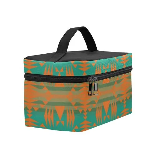 Between the Mountains Deep Lake Orange Cosmetic Bag/Large
