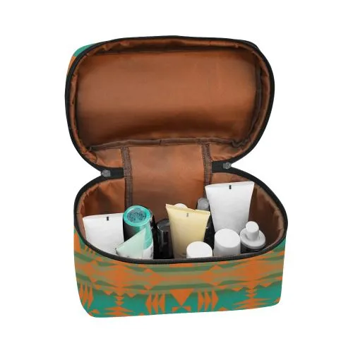 Between the Mountains Deep Lake Orange Cosmetic Bag/Large