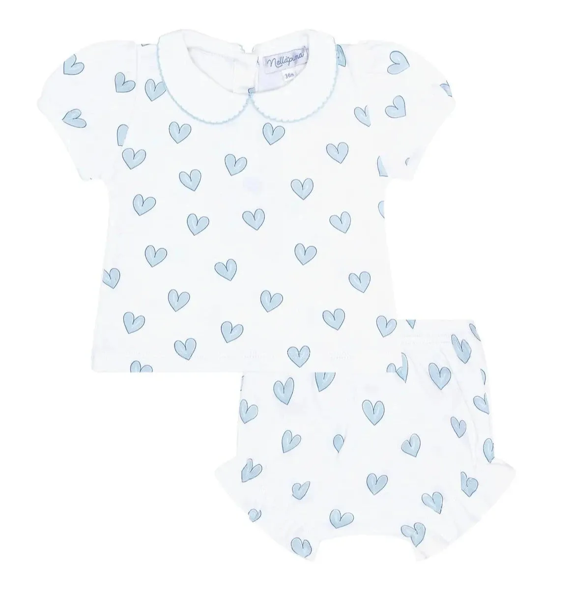 Blue Heart Print Diaper Cover Set