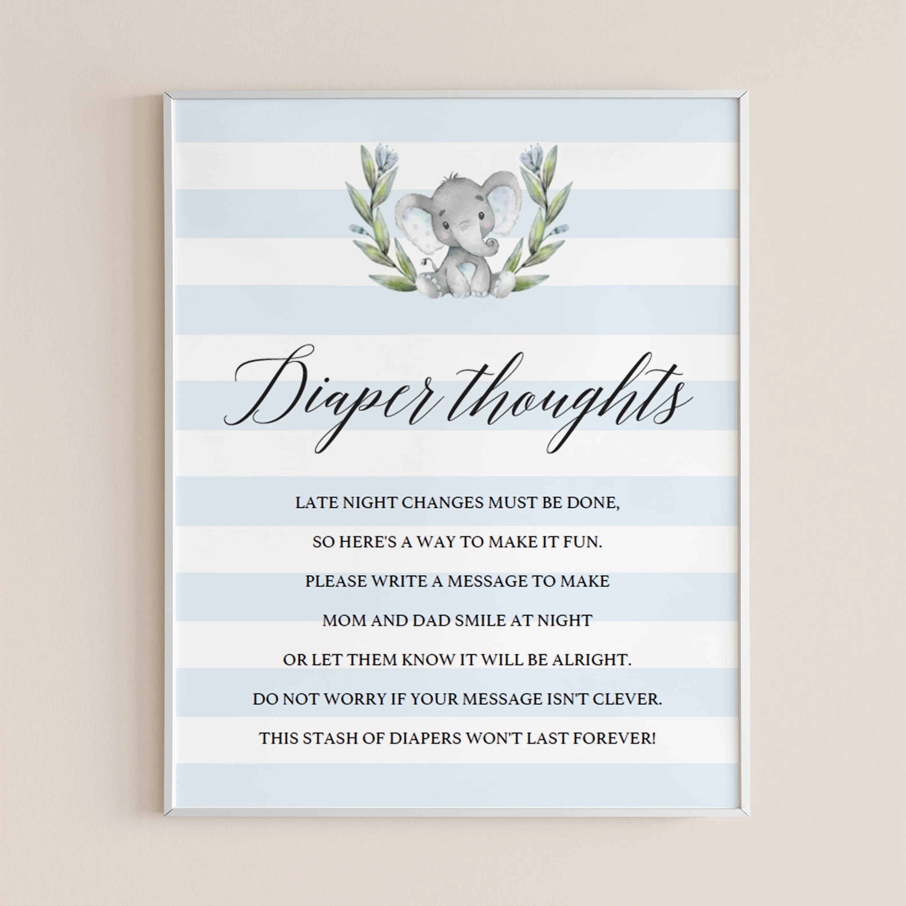 Boy Baby Shower Diaper Thoughts Game Printable