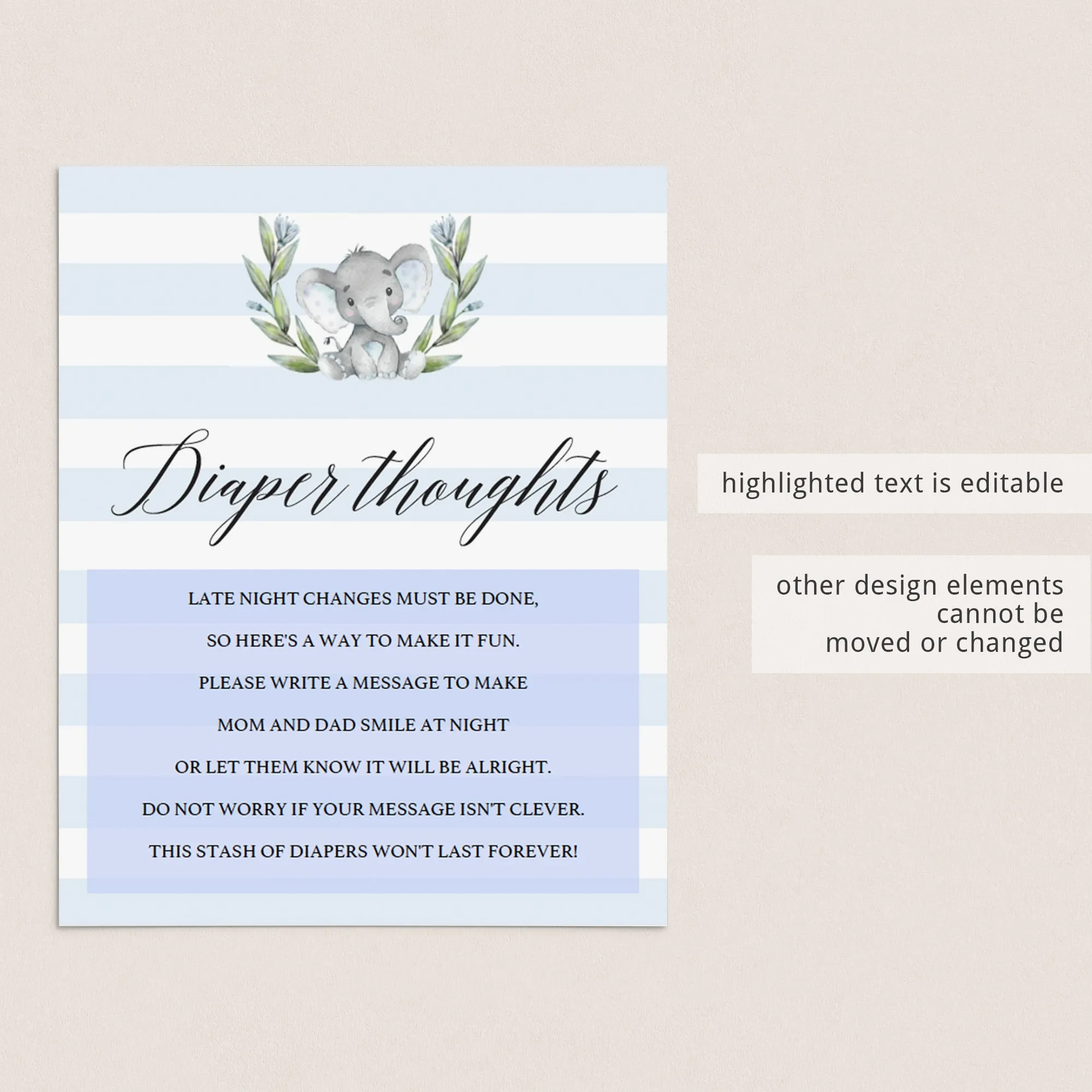 Boy Baby Shower Diaper Thoughts Game Printable