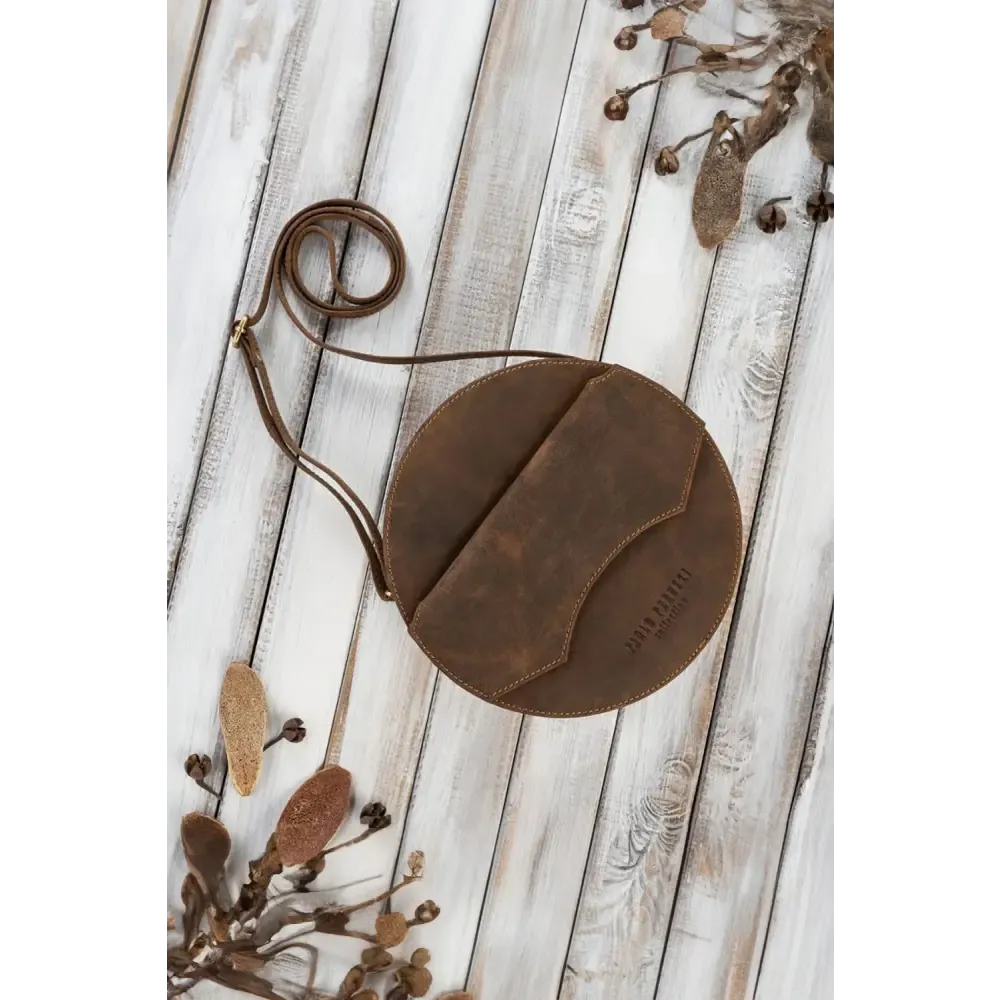 Brown - natural leather bag model 191523 galanter