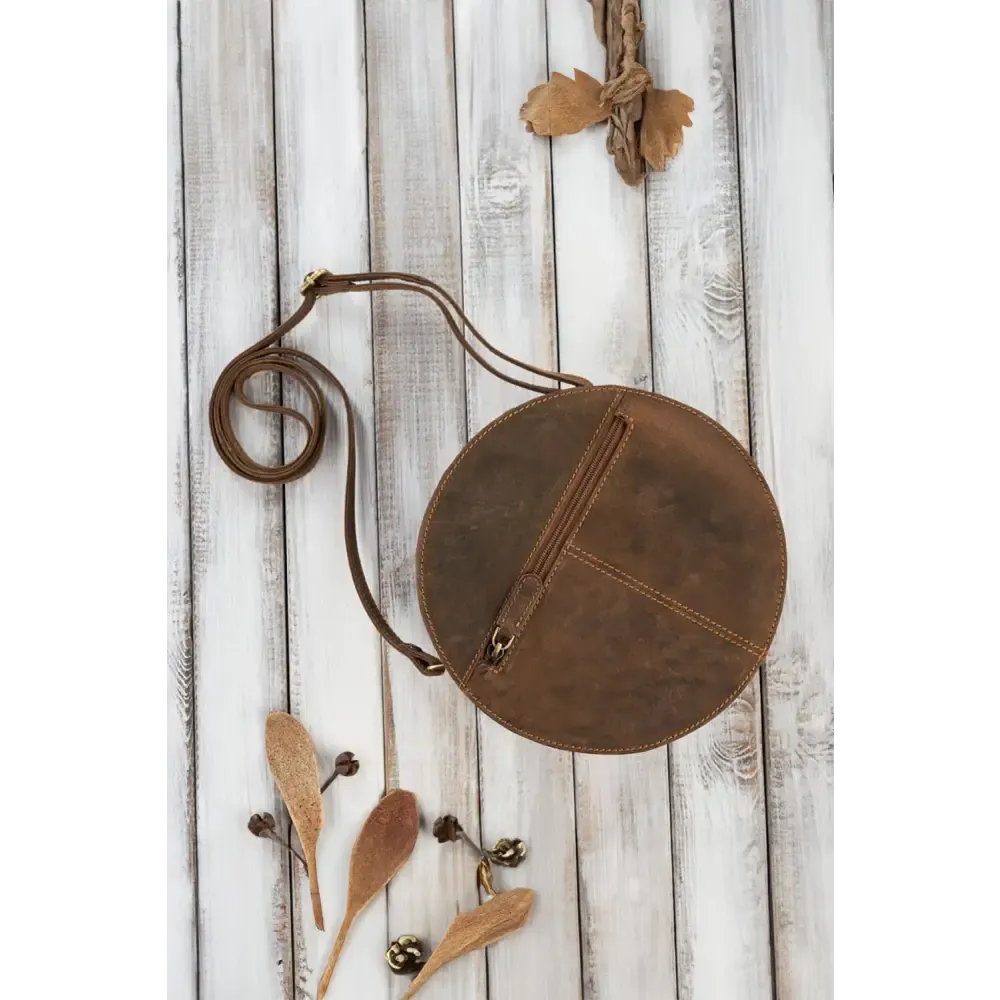 Brown - natural leather bag model 191523 galanter