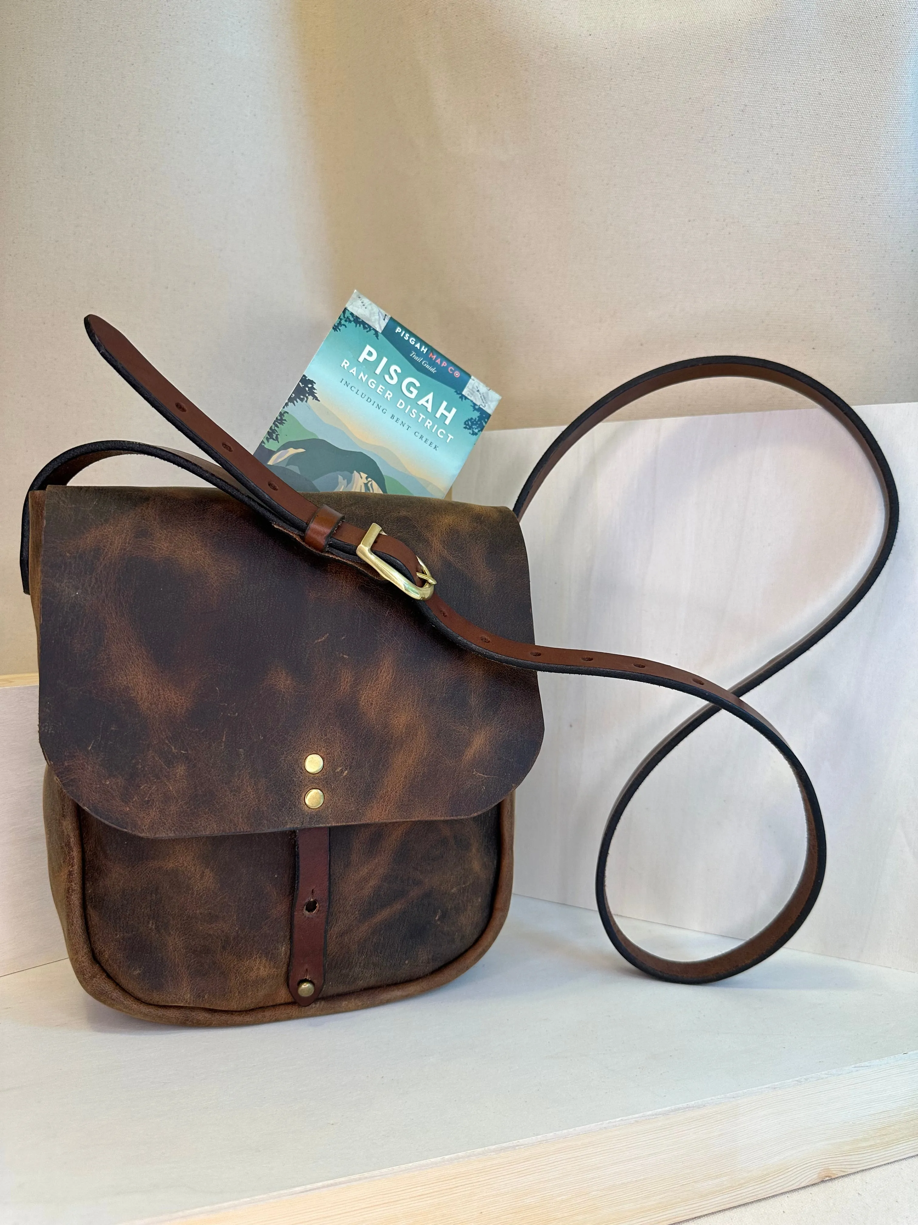 Brown Pull Up Explorer Large Crossbody Leather Bag