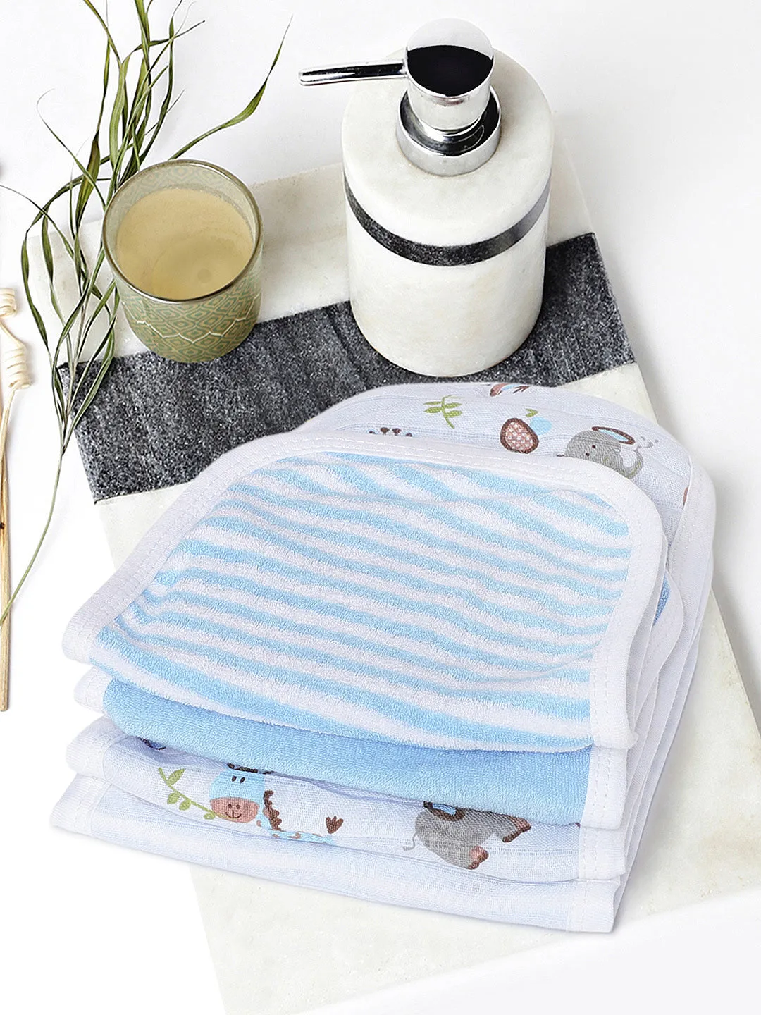 Burpy - Terry Muslin - 4Pc Set - Blue
