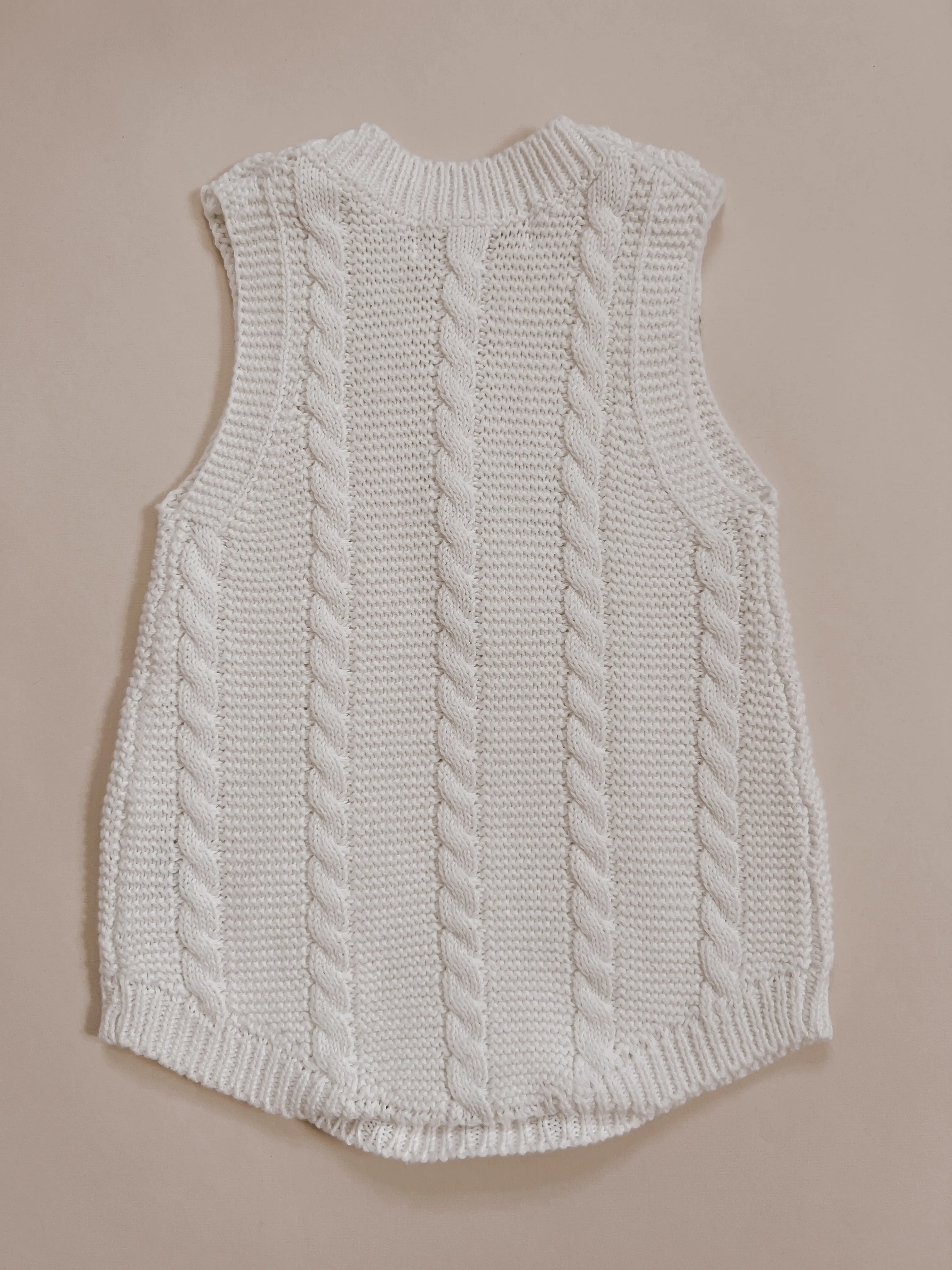 Cable Knit Summer Romper - White