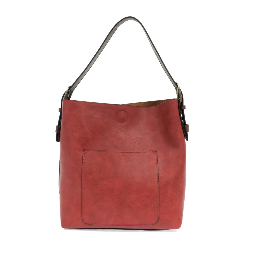 Classic Hobo Handbag in Adobe Red/Coffee