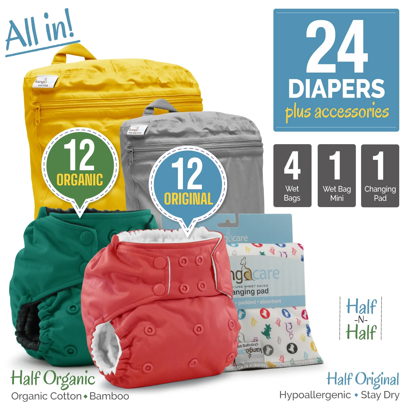 Cloth Diaper Bundle - All In - Half-N-Half :: 24 pack 