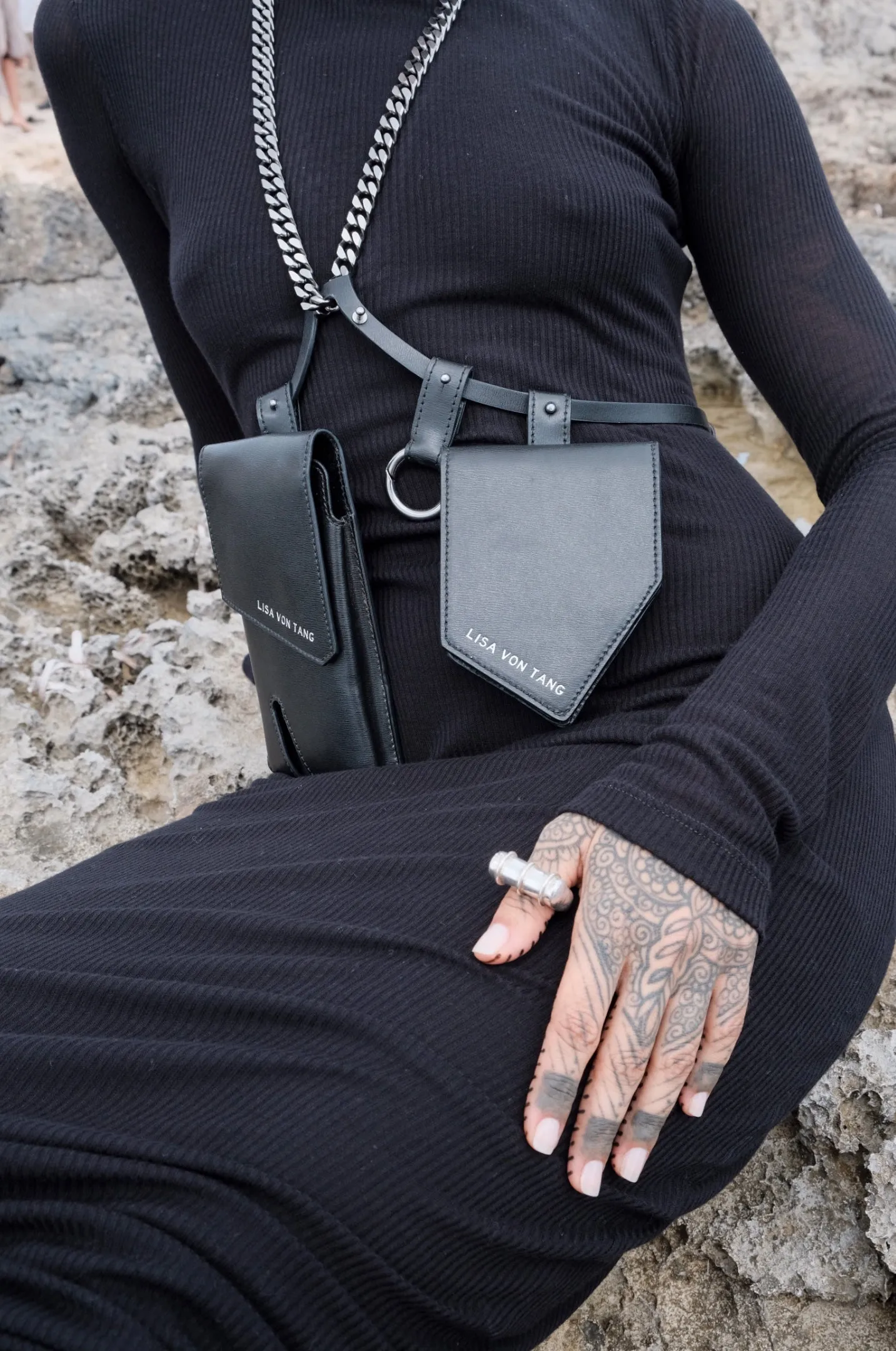 Corset Multi-Pouch Bag in Black