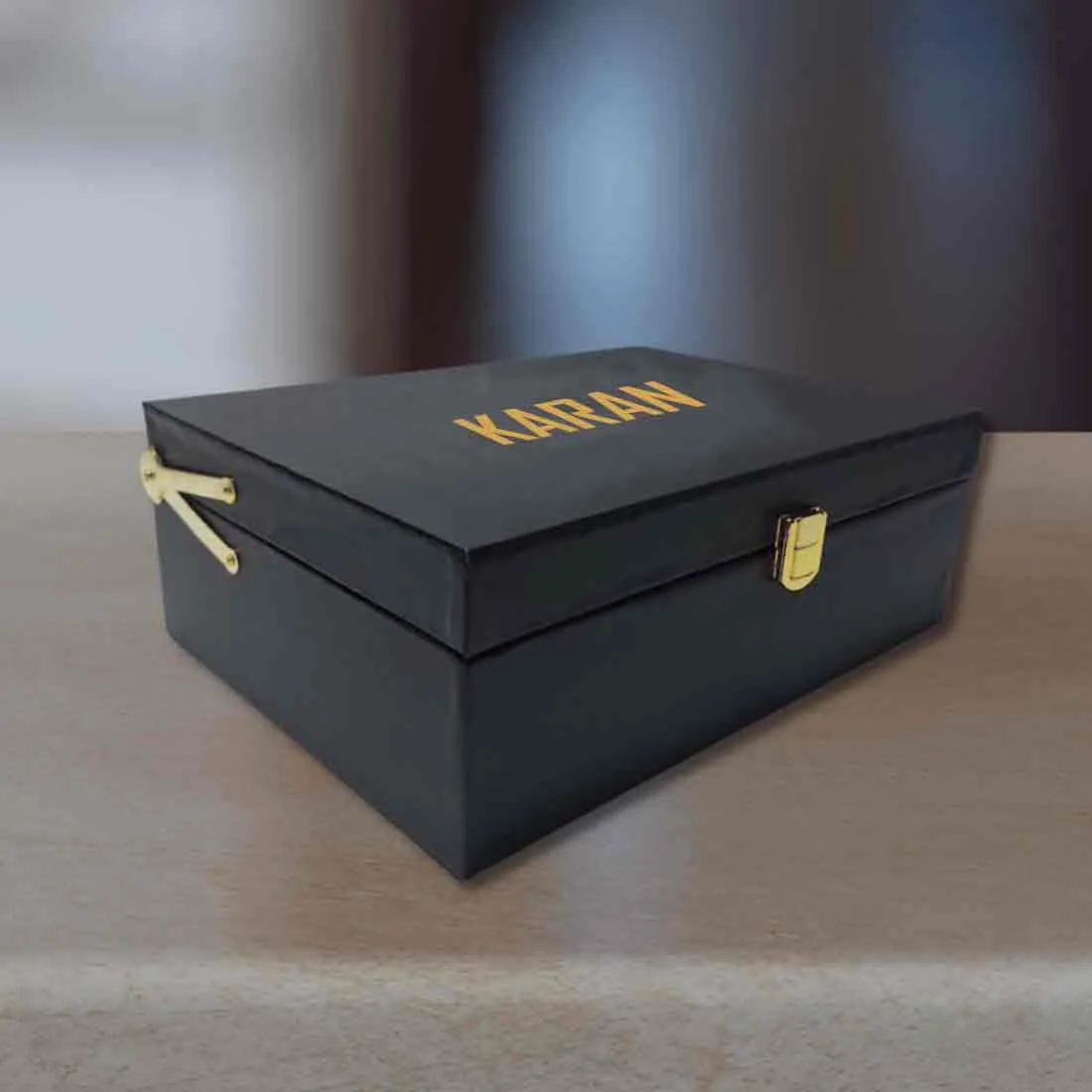 Custom Gift Boxes with Name Vegan Leather Box for Men Women - Add Name