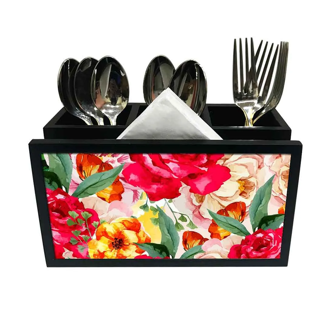 Cutlery Tissue Holder Napkin Stand -  Watercolor Rose