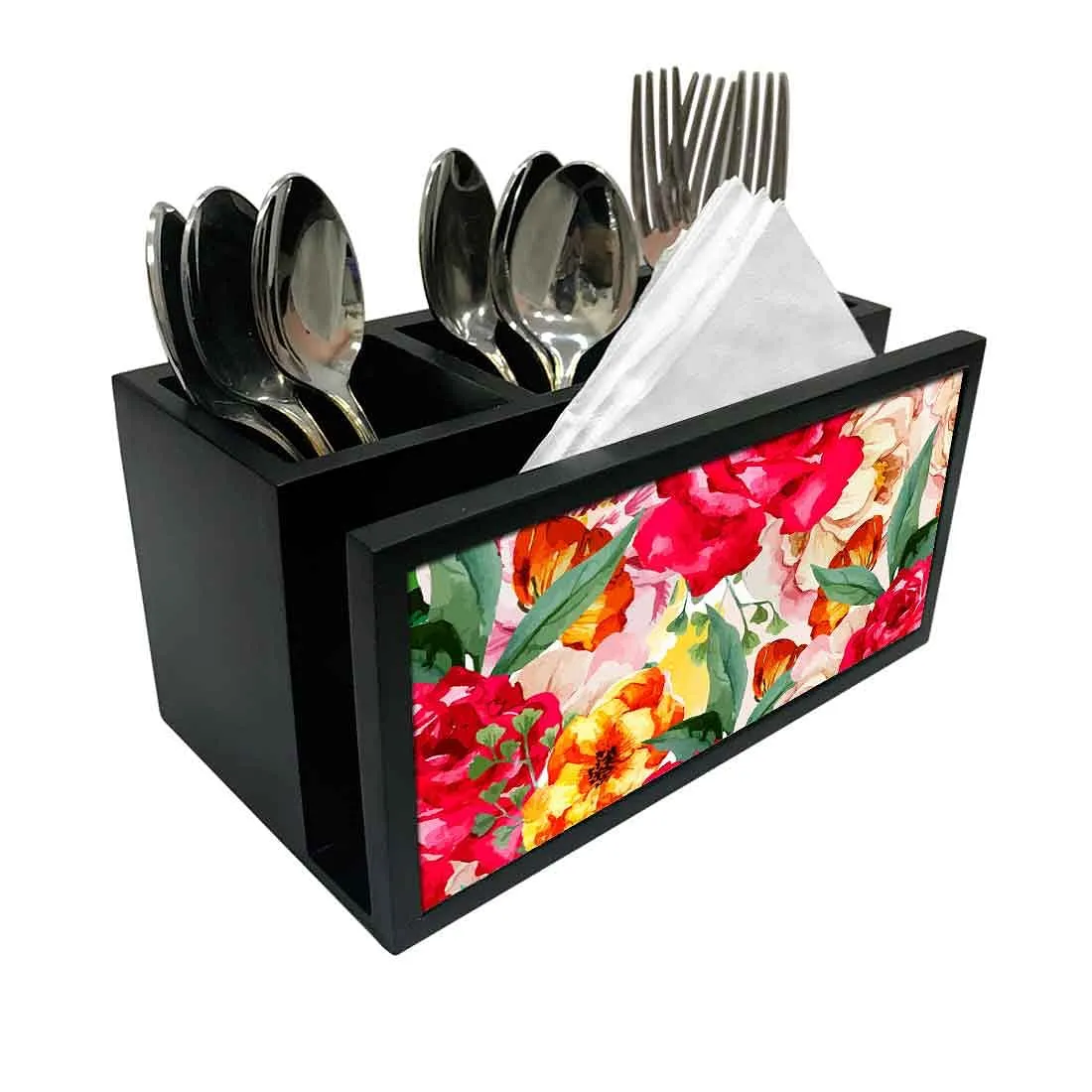 Cutlery Tissue Holder Napkin Stand -  Watercolor Rose