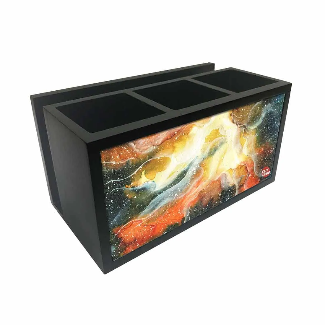 Cutlery Tissue Holder Napkin Stand -  Yellow and Green Space Watercolor