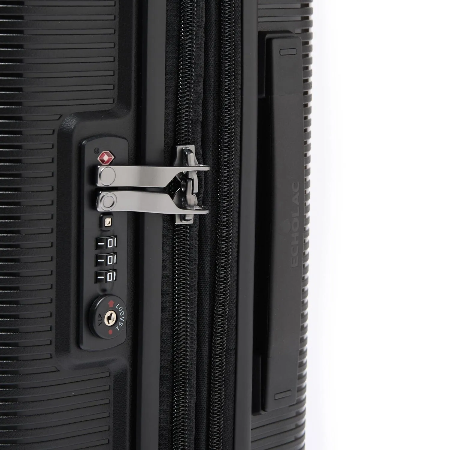 Echolac Forza 75cm Hardcase Expandable 4 Double Wheel Cabin Luggage Trolley Black - PPW005 28 Black