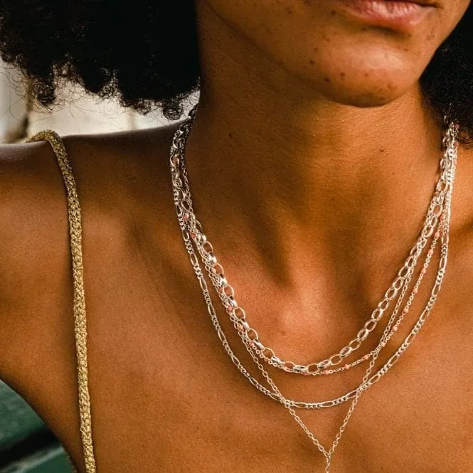 Essentials Figaro Chain Recycled Sterling Silver Necklace FCSL_SLV