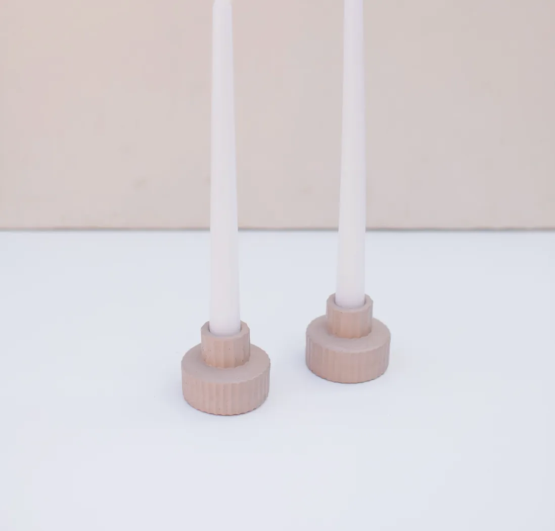 Fig and Stone Taper Candle Holders