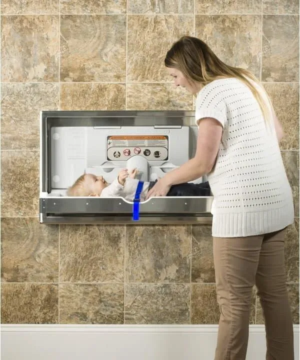Foundations Horizontal Clad Stainless Steel Commercial Baby Changing Station - Surface Mount