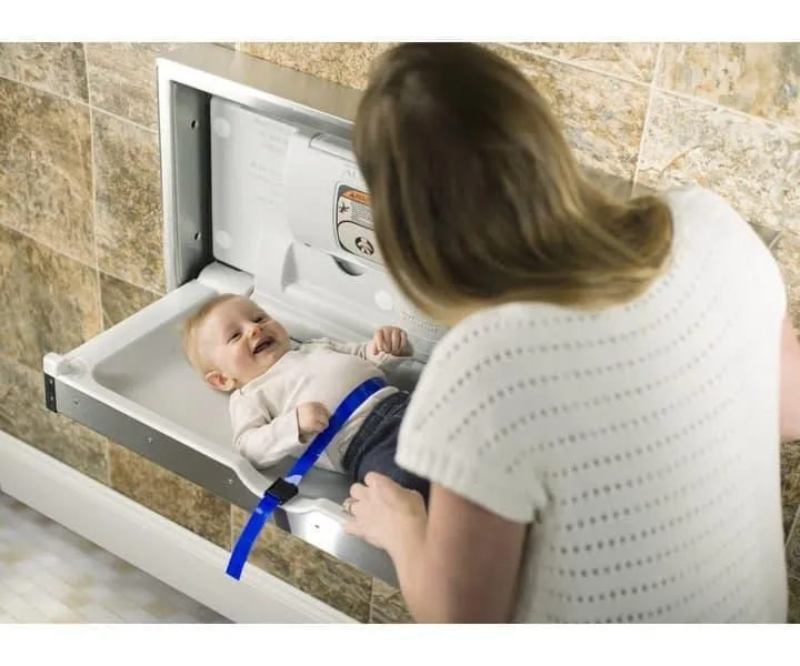 Foundations Horizontal Clad Stainless Steel Commercial Baby Changing Station - Surface Mount