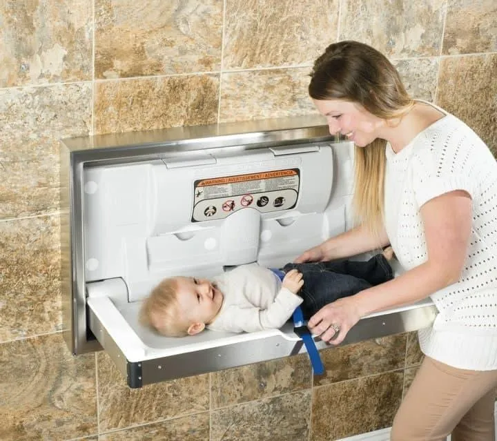 Foundations Horizontal Clad Stainless Steel Commercial Baby Changing Station - Surface Mount