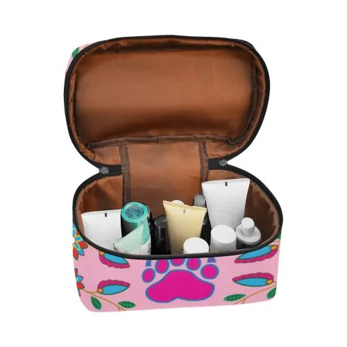 Geometric Floral Fall-Sunset Cosmetic Bag/Large