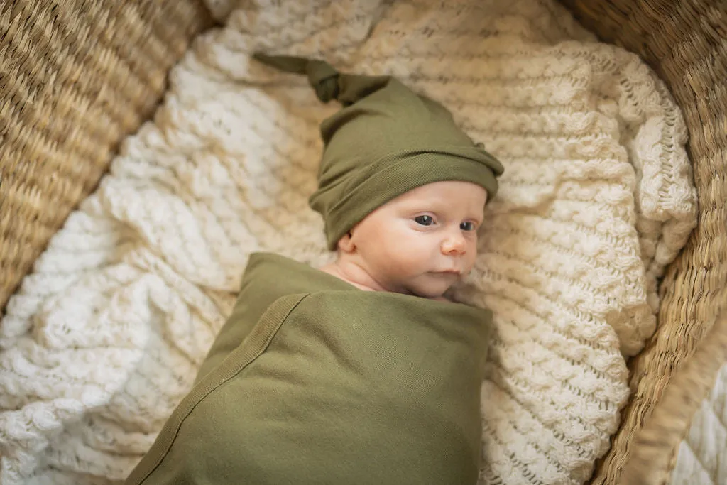 Gia Gownie & Olive Green Newborn Swaddle Blanket Set
