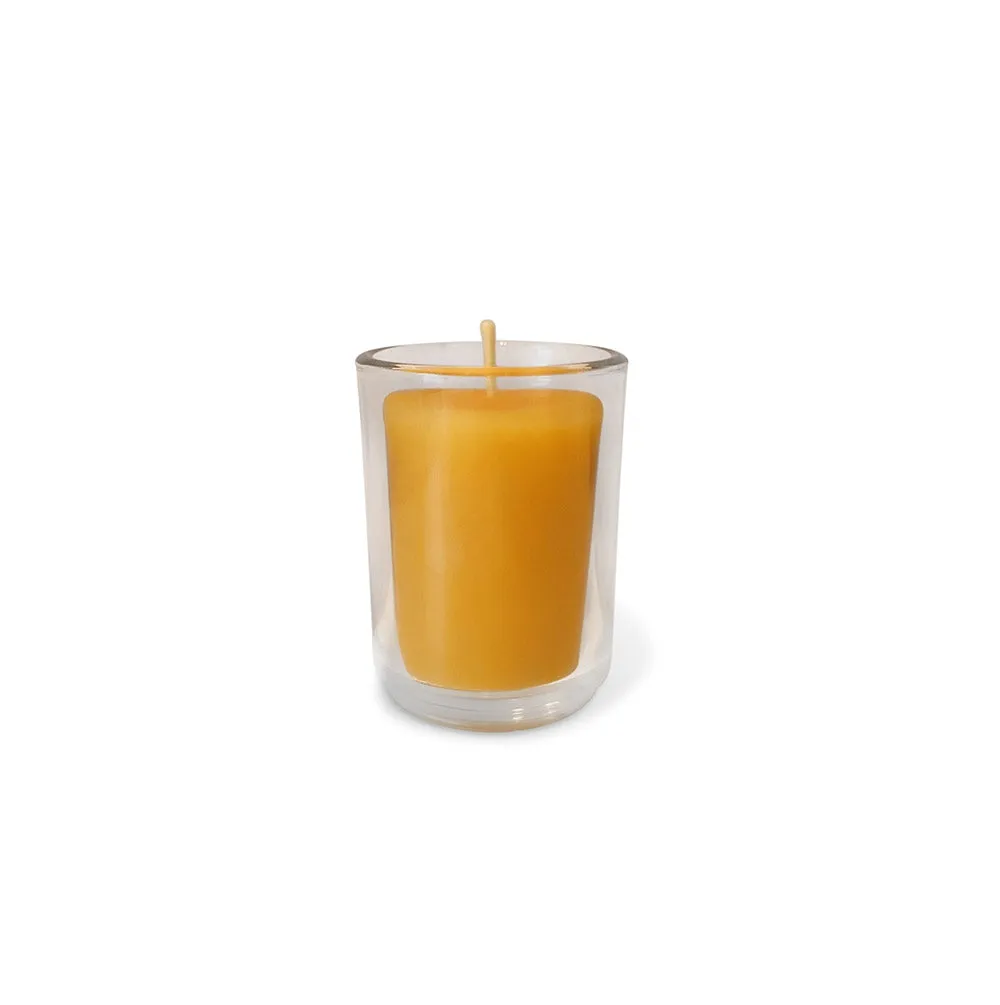 Glass Beeswax Votive Candle Holder