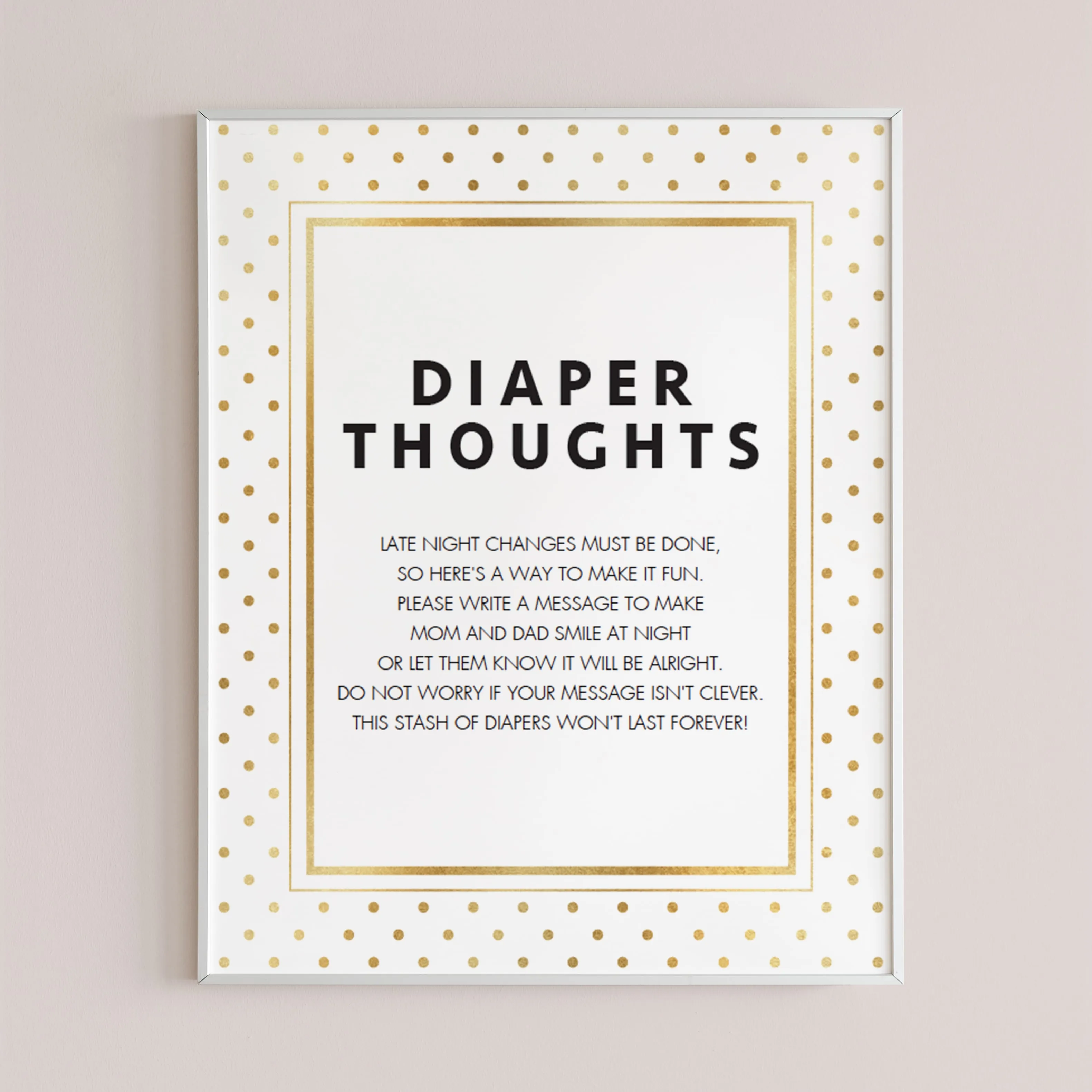 Gold Glitter Baby Shower Game Diaper Thoughts Printable