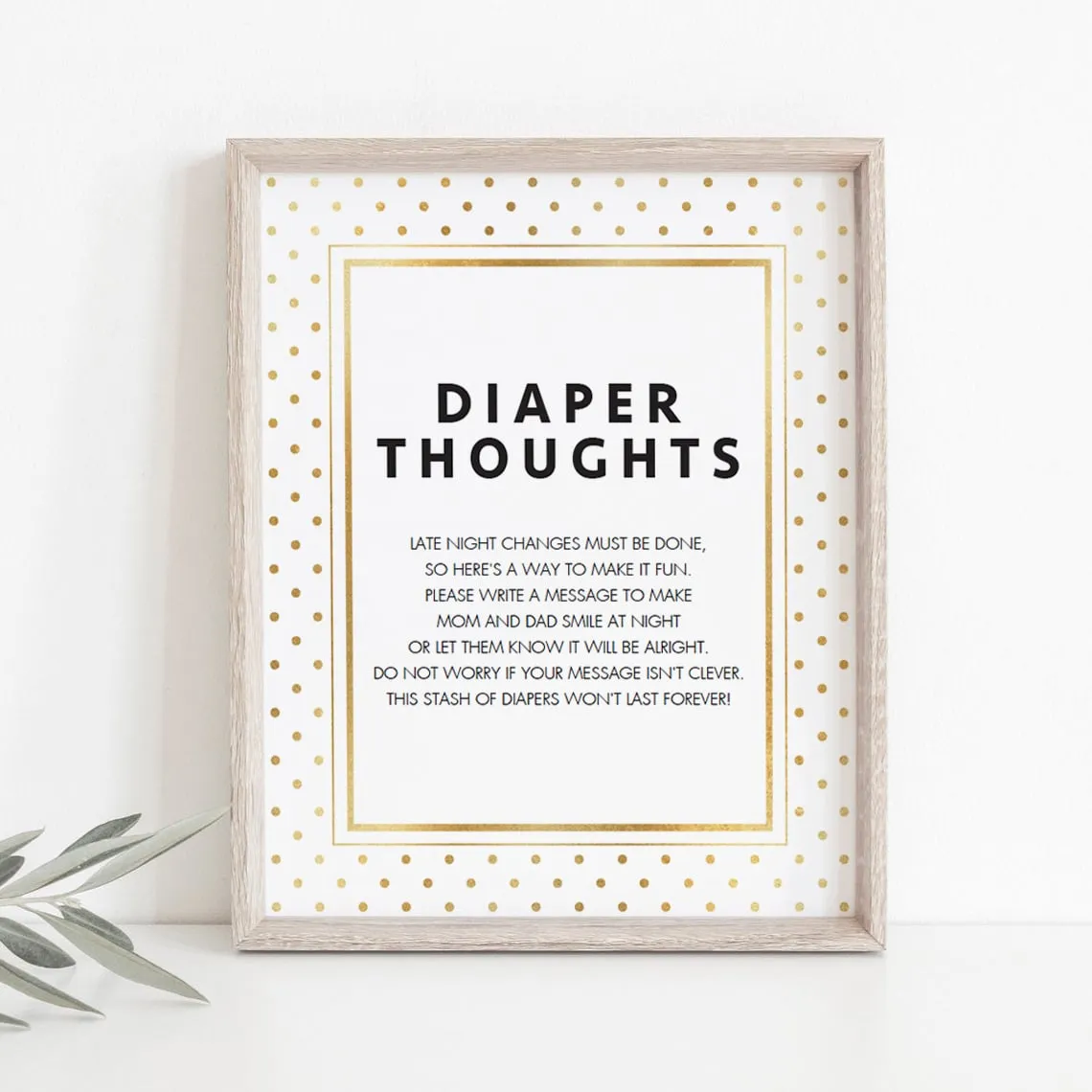 Gold Glitter Baby Shower Game Diaper Thoughts Printable