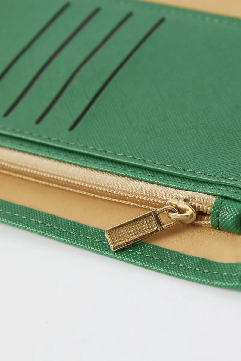 Green Travel Wallet Passport Holder