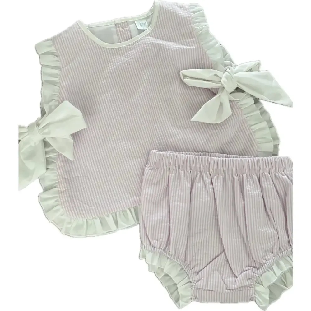 Hampton Light Pink Bow Diaper Set