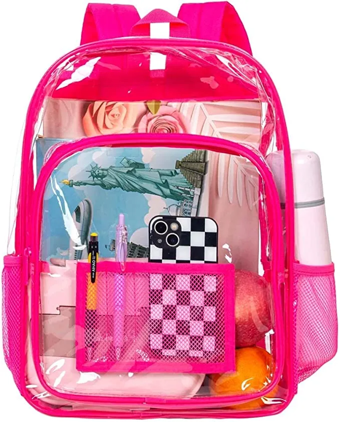 Heavy Duty Blue See Through Clear Trendy Backpack