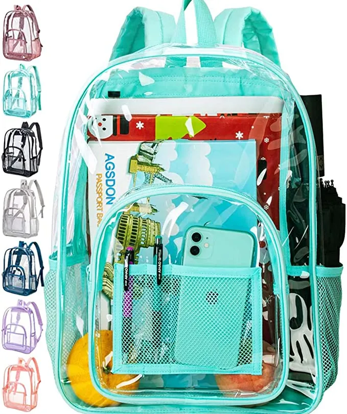 Heavy Duty Blue See Through Clear Trendy Backpack