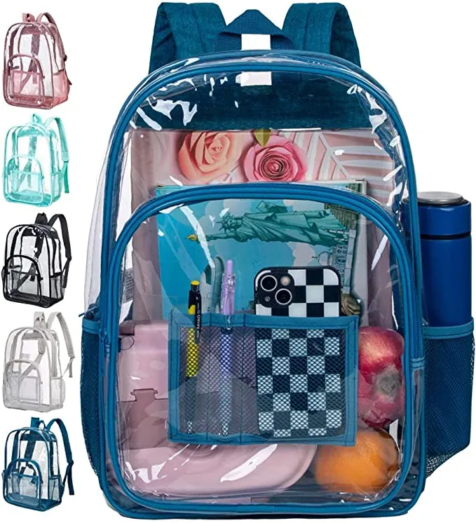 Heavy Duty Blue See Through Clear Trendy Backpack