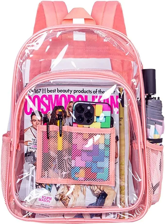 Heavy Duty Blue See Through Clear Trendy Backpack