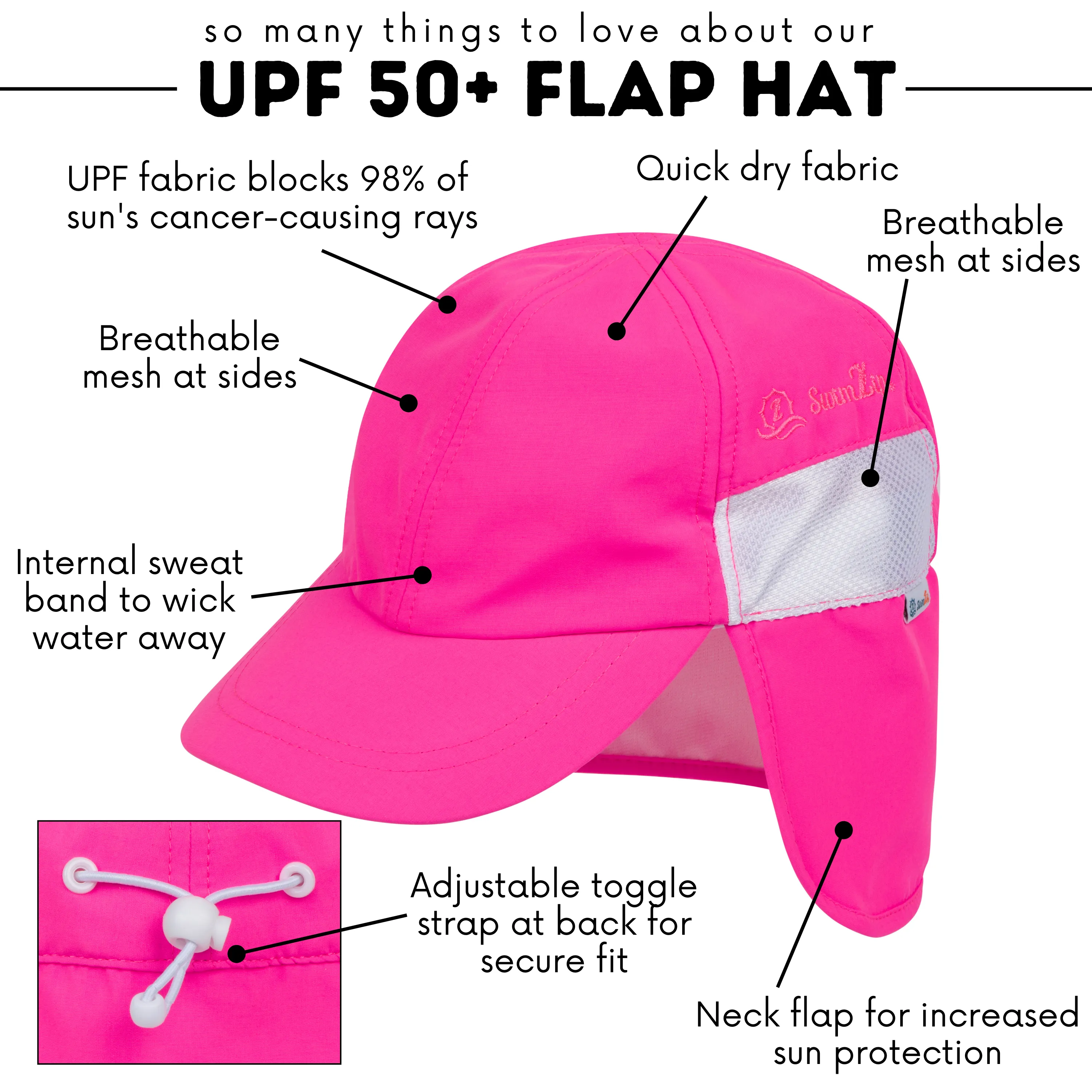 Kids Flap Hat | Neon Shocking Pink