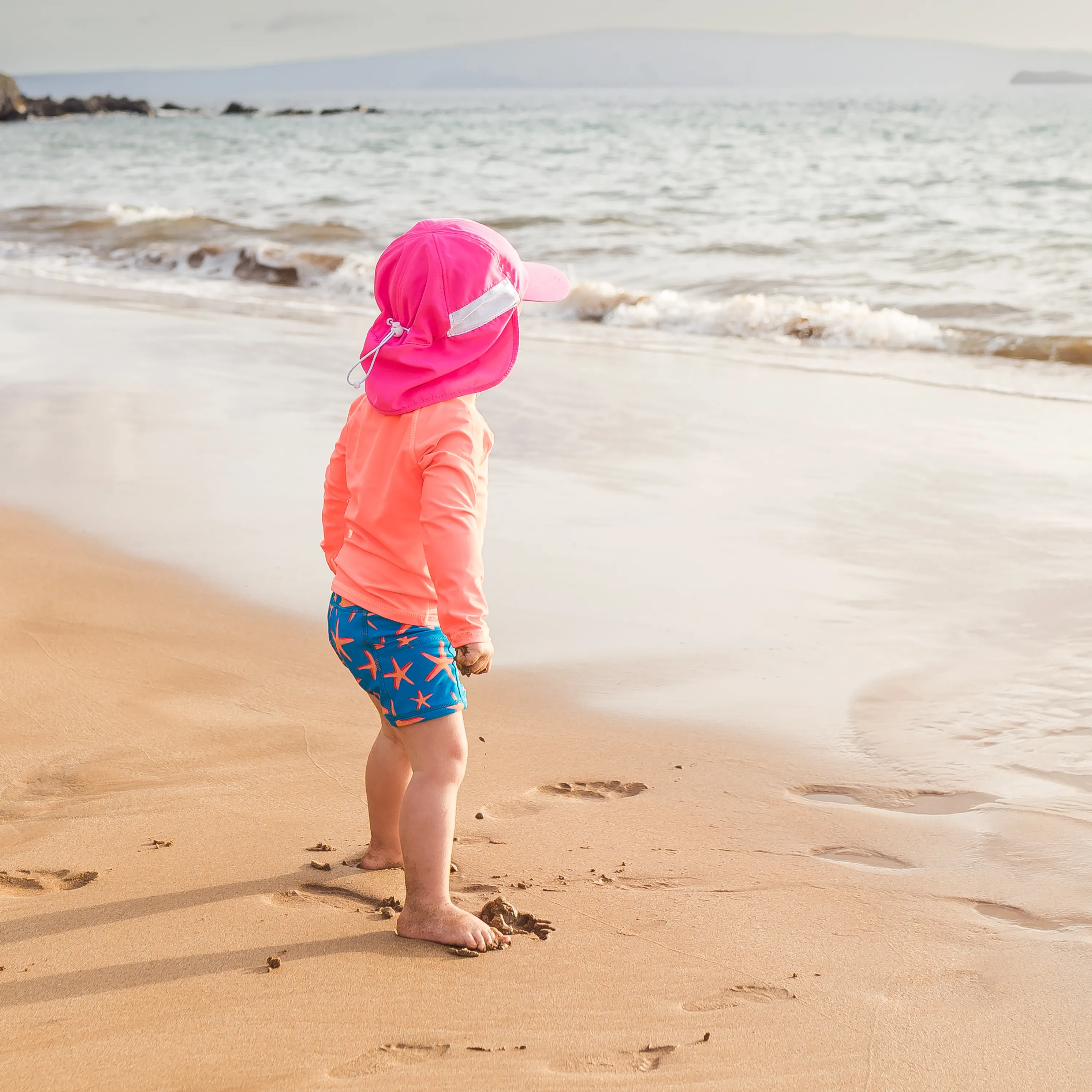 Kids Flap Hat | Neon Shocking Pink