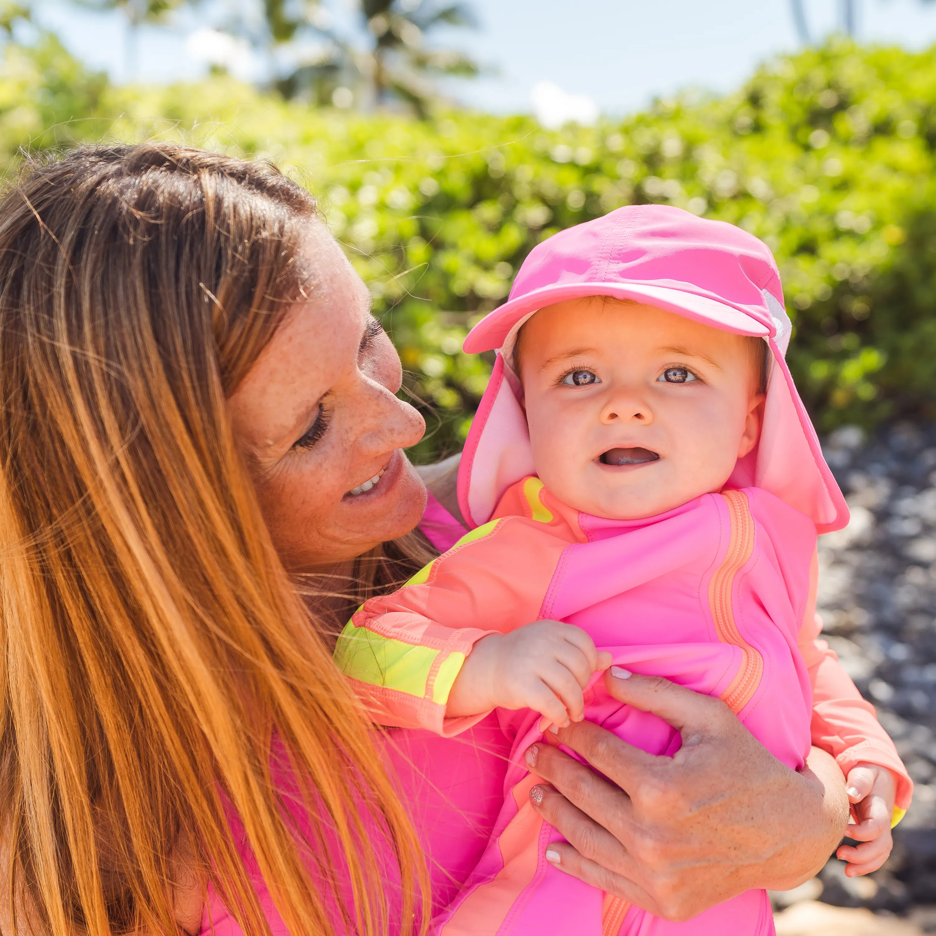 Kids Flap Hat | Neon Shocking Pink