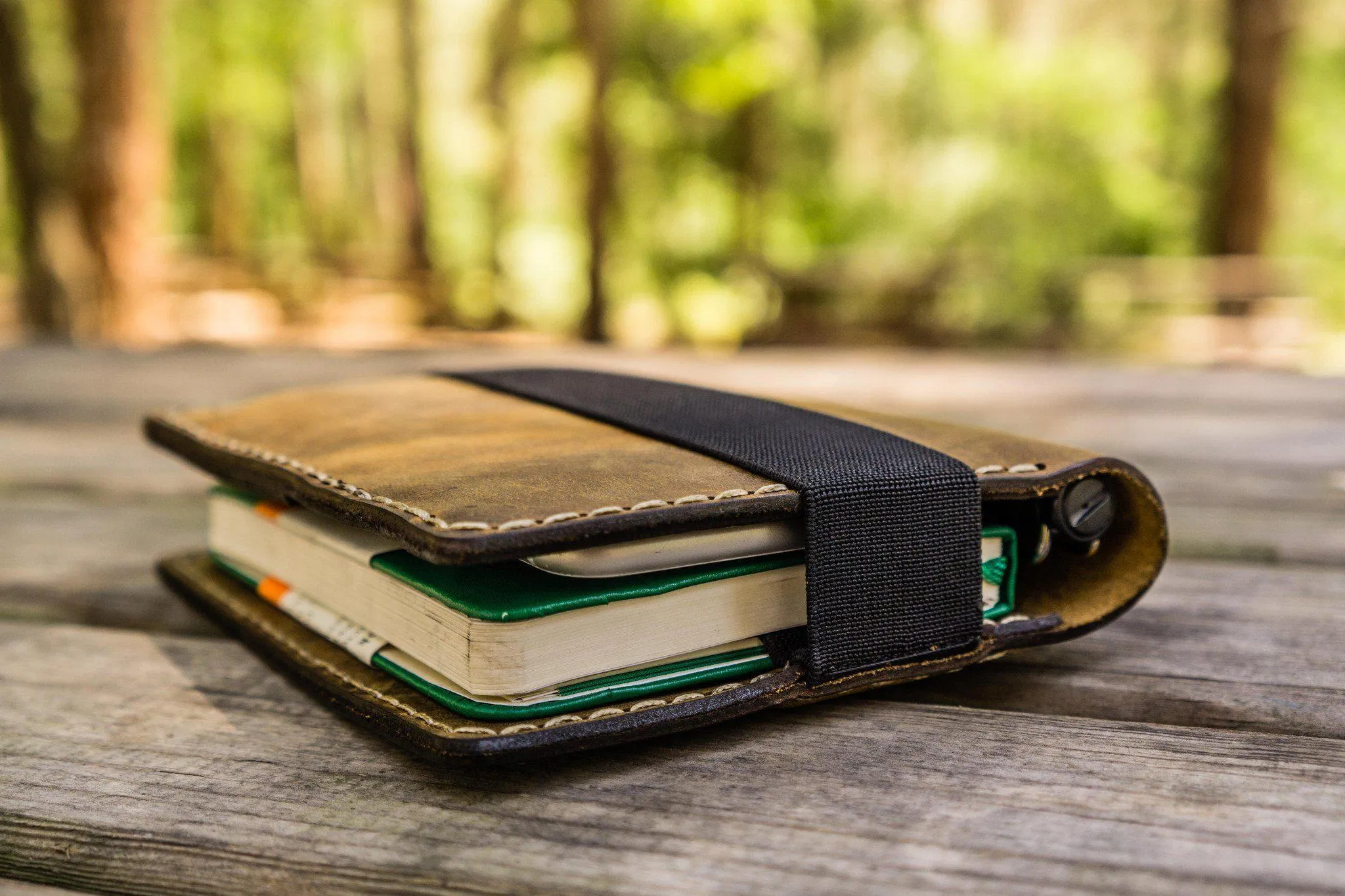 Leather Pocket Moleskine Journal Cover - Crazy Horse Brown