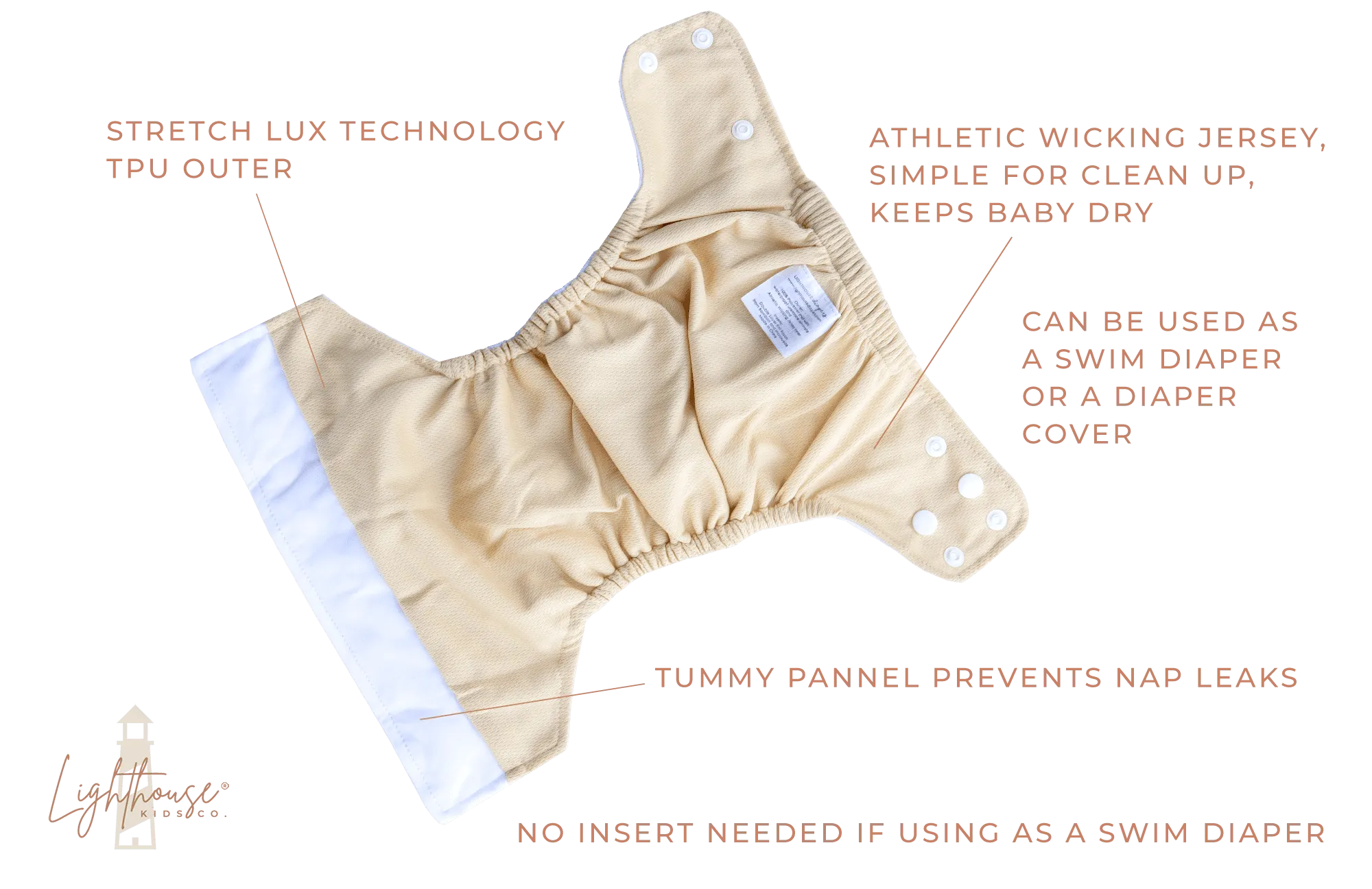 Lighthouse Cloth Swim Diaper | Star Bright White