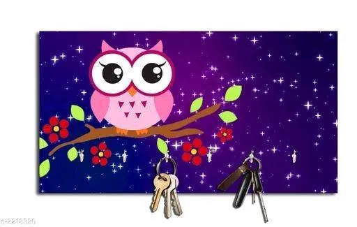 Lovely Owl Wooden Key Holder (23.4cm X 12.8cm X 3cm)