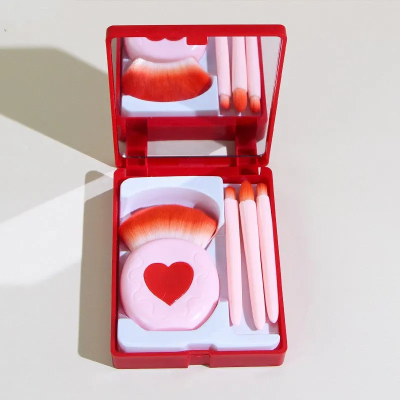 LovelyRLovely 4pcs Cosmetic Brush Set With Mirror