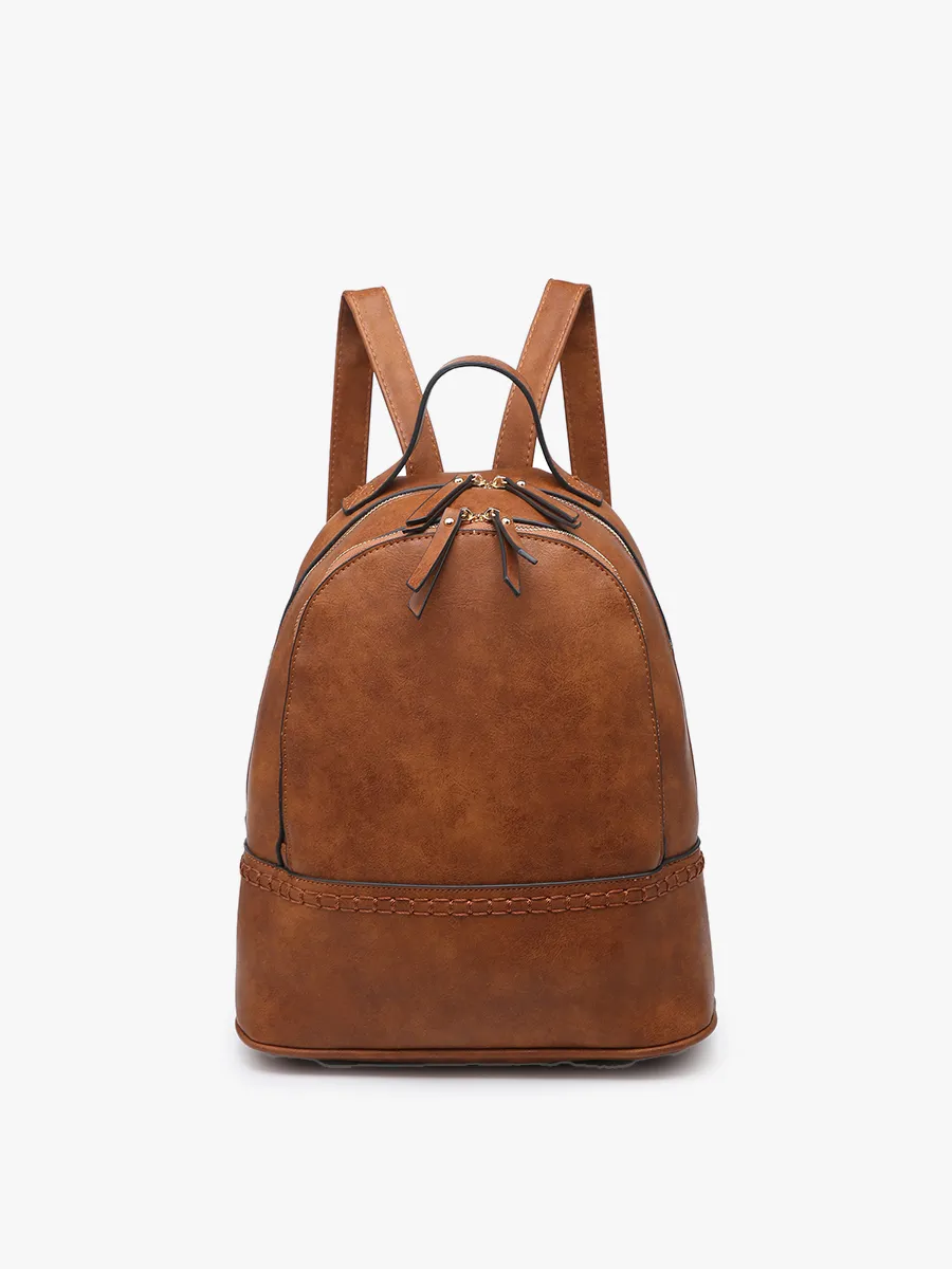 Marty 2 Compartment Backpack w/ Stitch Detail - Brown